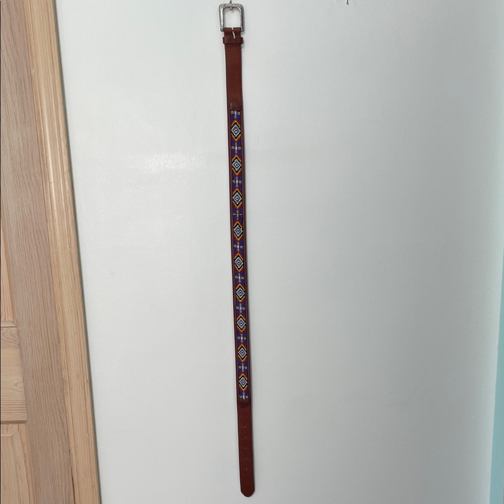 Beaded Leather Belt Colorful - Picture 2 of 5
